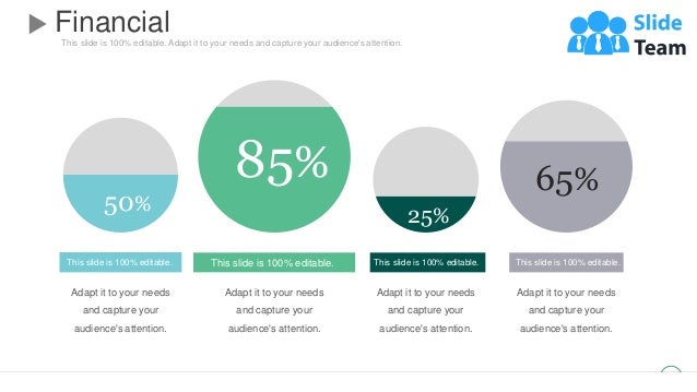 This slide is 100% editable. Adapt it to your needs and capture your audience's attention.
Financial
35
50%
Adapt it to your needs
and capture your
audience's attention.
This slide is 100% editable.
85%
Adapt it to your needs
and capture your
audience's attention.
This slide is 100% editable.
25%
Adapt it to your needs
and capture your
audience's attention.
This slide is 100% editable.
65%
Adapt it to your needs
and capture your
audience's attention.
This slide is 100% editable.
 