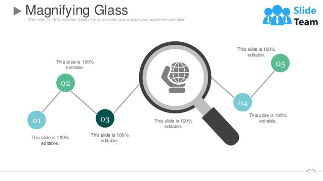 This slide is 100% editable. Adapt it to your needs and capture your audience's attention.
Magnifying Glass
www.company.com
51
This slide is 100%
editable.
This slide is 100%
editable.
This slide is 100%
editable.
This slide is 100%
editable.
This slide is 100%
editable.
This slide is 100%
editable.
01
02
03
04
05
 