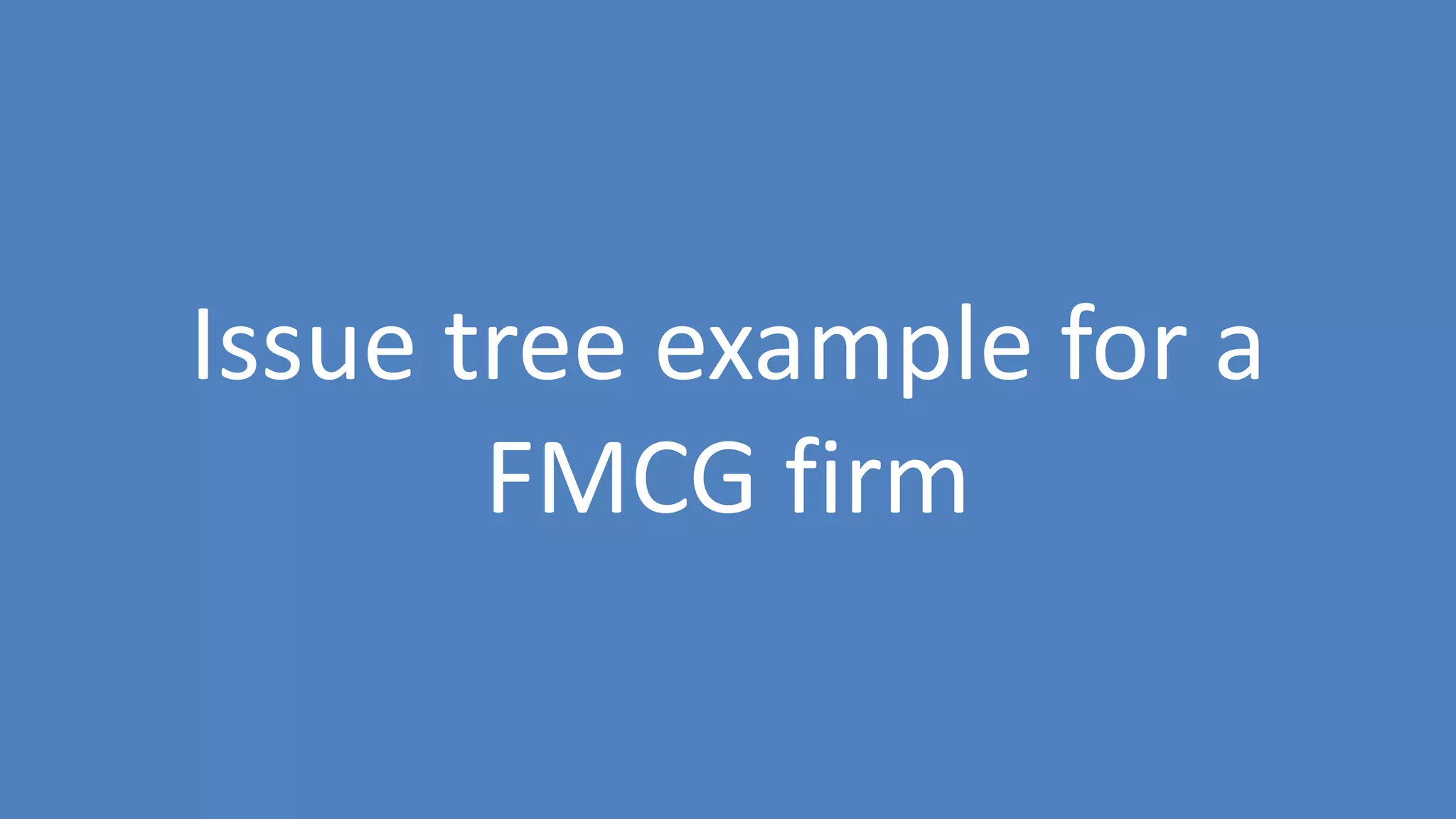 107
Issue tree example for a
FMCG firm
 