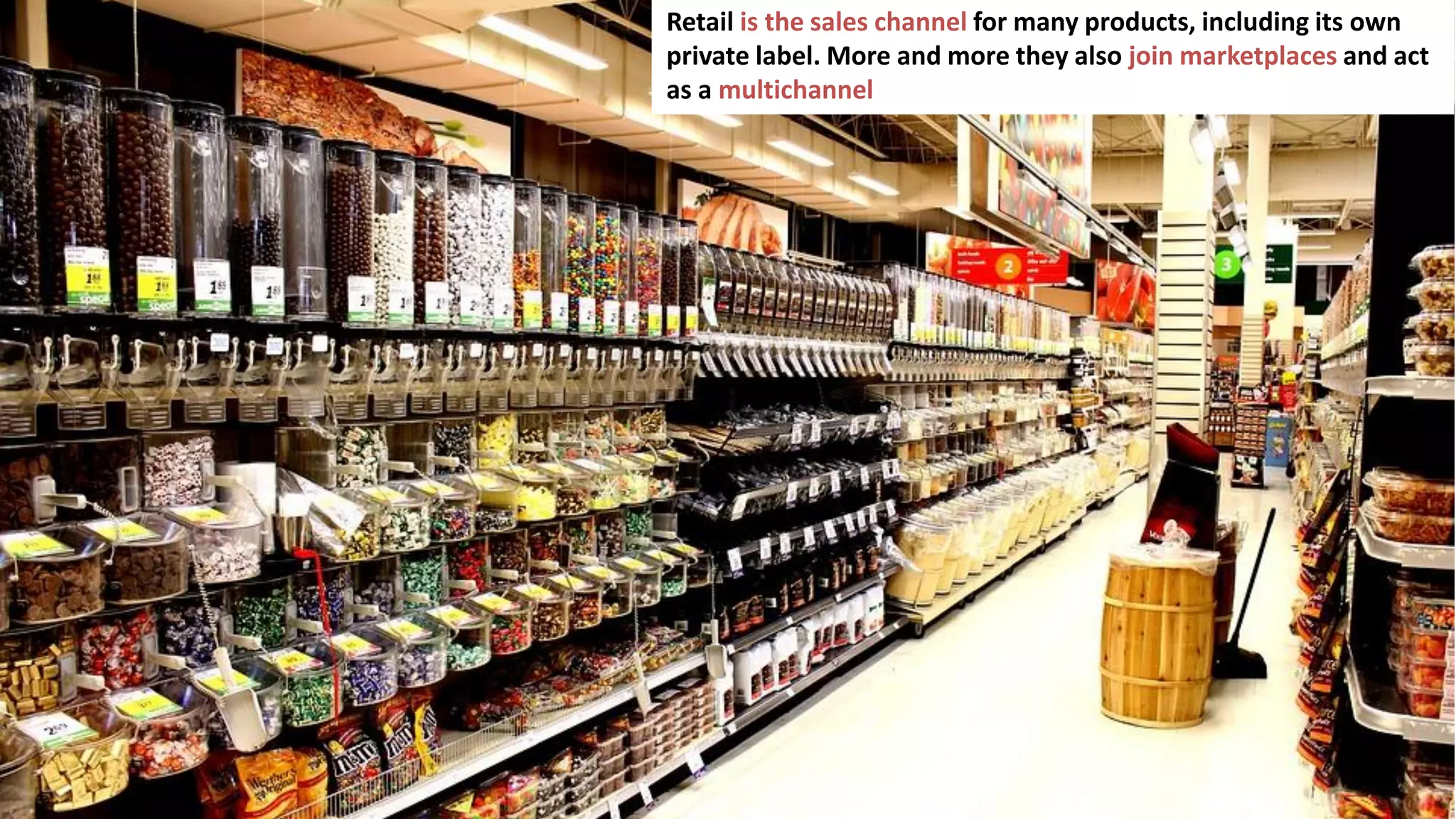 70
Retail is the sales channel for many products, including its own
private label. More and more they also join marketplaces and act
as a multichannel
 