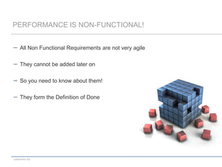 Who measures performance …in production?before production?during development?Who does development …the waterfall way?the agile way?Let‘s Do a Poll