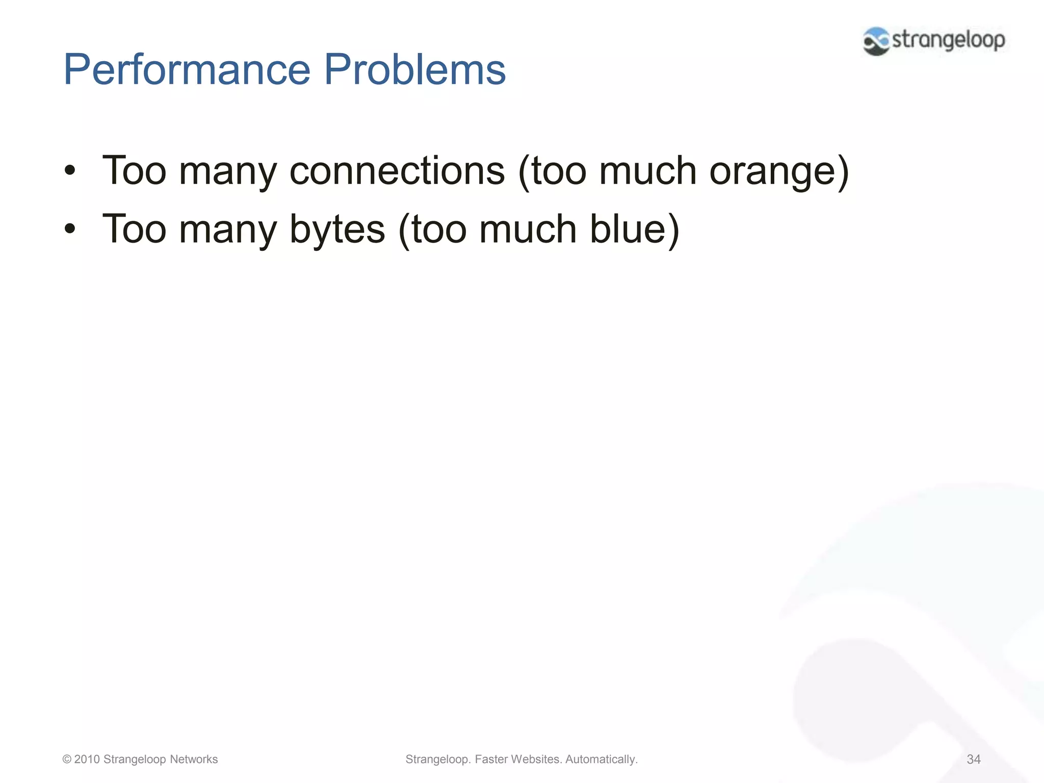 A Few Points of ClarificationWe’ll use it to describe where performance pain points are, but that doesn’t mean the page actually has these problemsWhat we’re going to do:Improve performance incrementallyNot so good(slow)Awesome(fast)* The real Velocity site is somewhere in the middle!