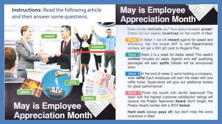 Instructions: Read the following article
and then answer some questions.
 