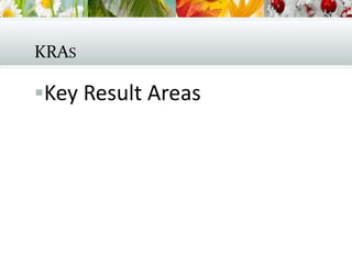 KRAS
Key Result Areas
 