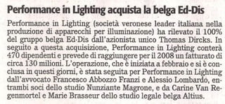Performance In Lighting Finanza&Mercati 29.05.08
