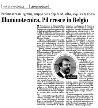 Performance In Lighting L’Eco Di Bergamo 27.05.08