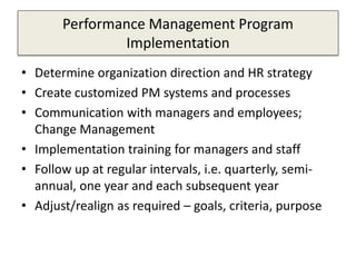 Designing & Implementing Performance Management Program