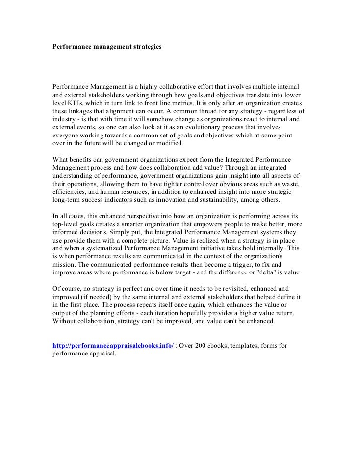 Performance Management Strategies