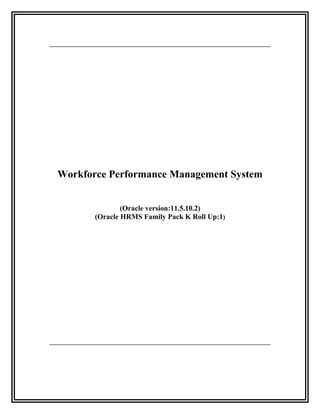 Workforce Performance Management System
(Oracle version:11.5.10.2)
(Oracle HRMS Family Pack K Roll Up:1)
 