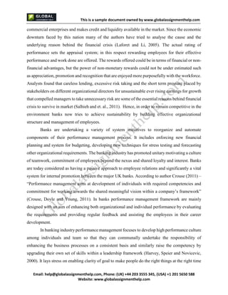Sample Bank Performance Document Performance Management System in Bank Assignment Sample | PDF
