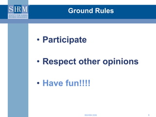 Ground Rules Participate Respect other opinions Have fun!!!! 