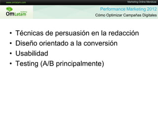 Performance Marketing 2012 - Marketing Online Mendoza Slide 20