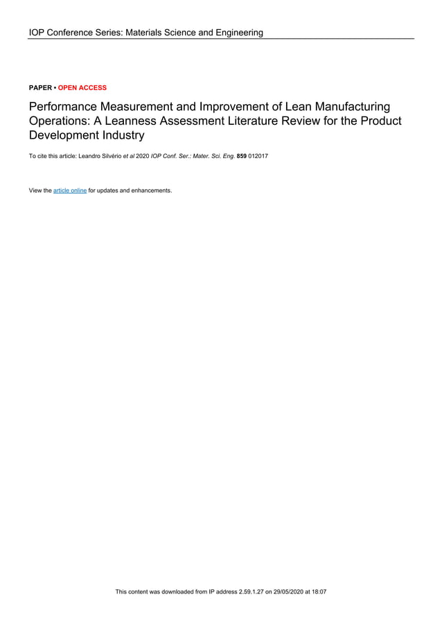 literature review on lean manufacturing