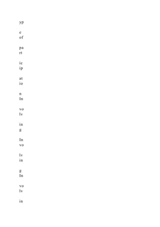 yp
e
of
pa
rt
ic
ip
at
io
n
In
vo
lv
in
g
In
vo
lv
in
g
In
vo
lv
in
 