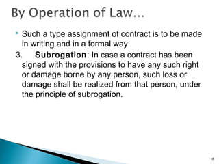 Subrogation Assignment Law of contract | PPT