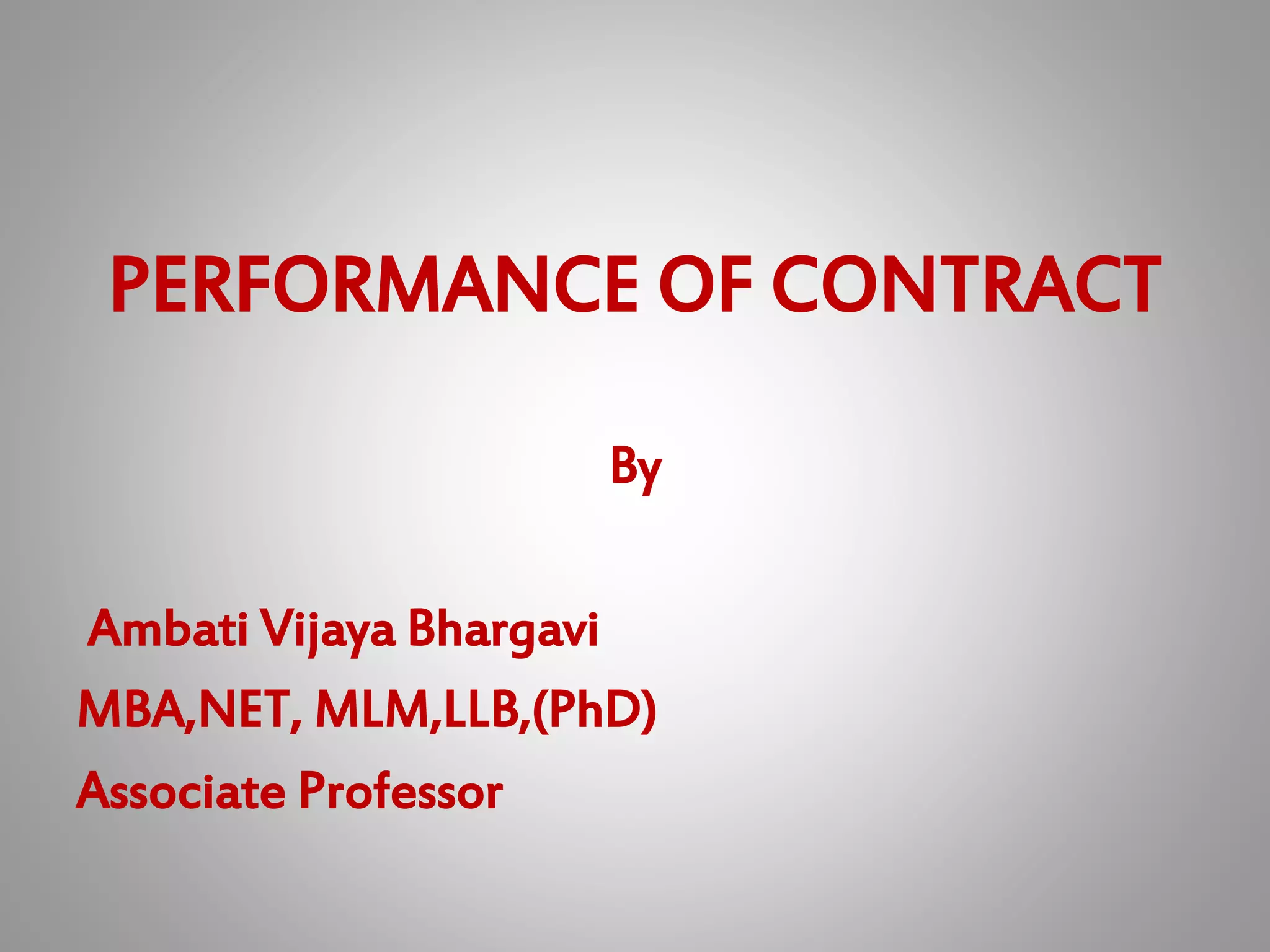 Performance of contract | PPTX