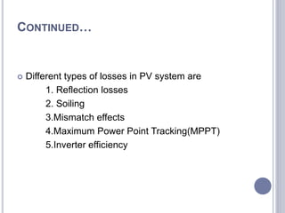 Performance of solar plant | PPTX