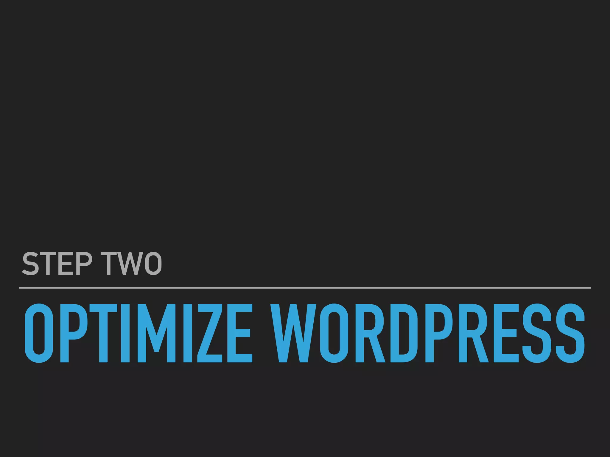 OPTIMIZE WORDPRESS STEP TWO 