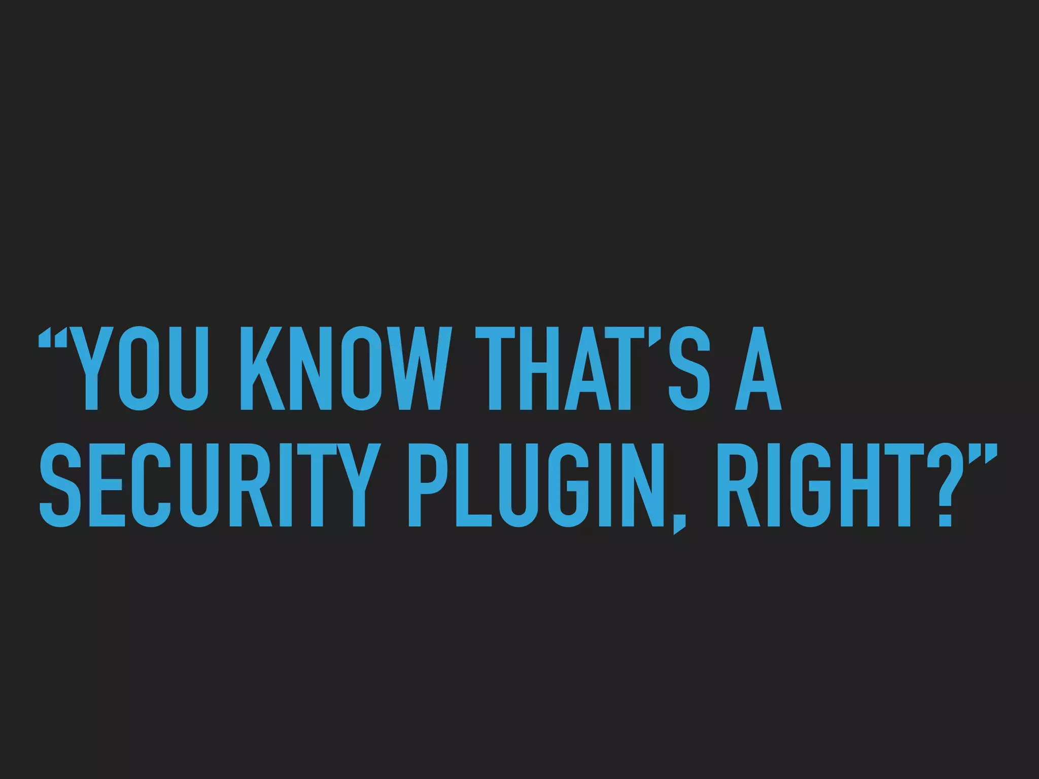 “YOU KNOW THAT’S A SECURITY PLUGIN, RIGHT?” 