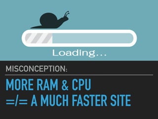 MORE RAM & CPU  
=/= A MUCH FASTER SITE
MISCONCEPTION:
 