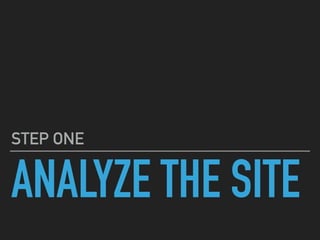 ANALYZE THE SITE
STEP ONE
 