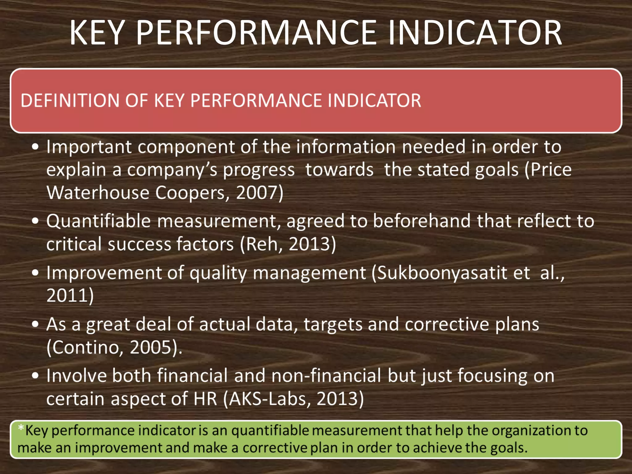 KEY PERFORMANCE INDICATOR

 