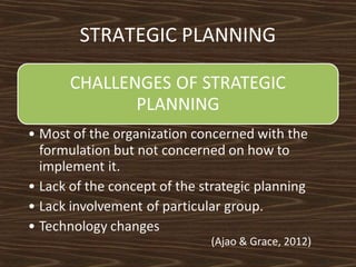 STRATEGIC PLANNING

(Ajao & Grace, 2012)

 