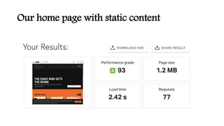 Our home page with static content
 