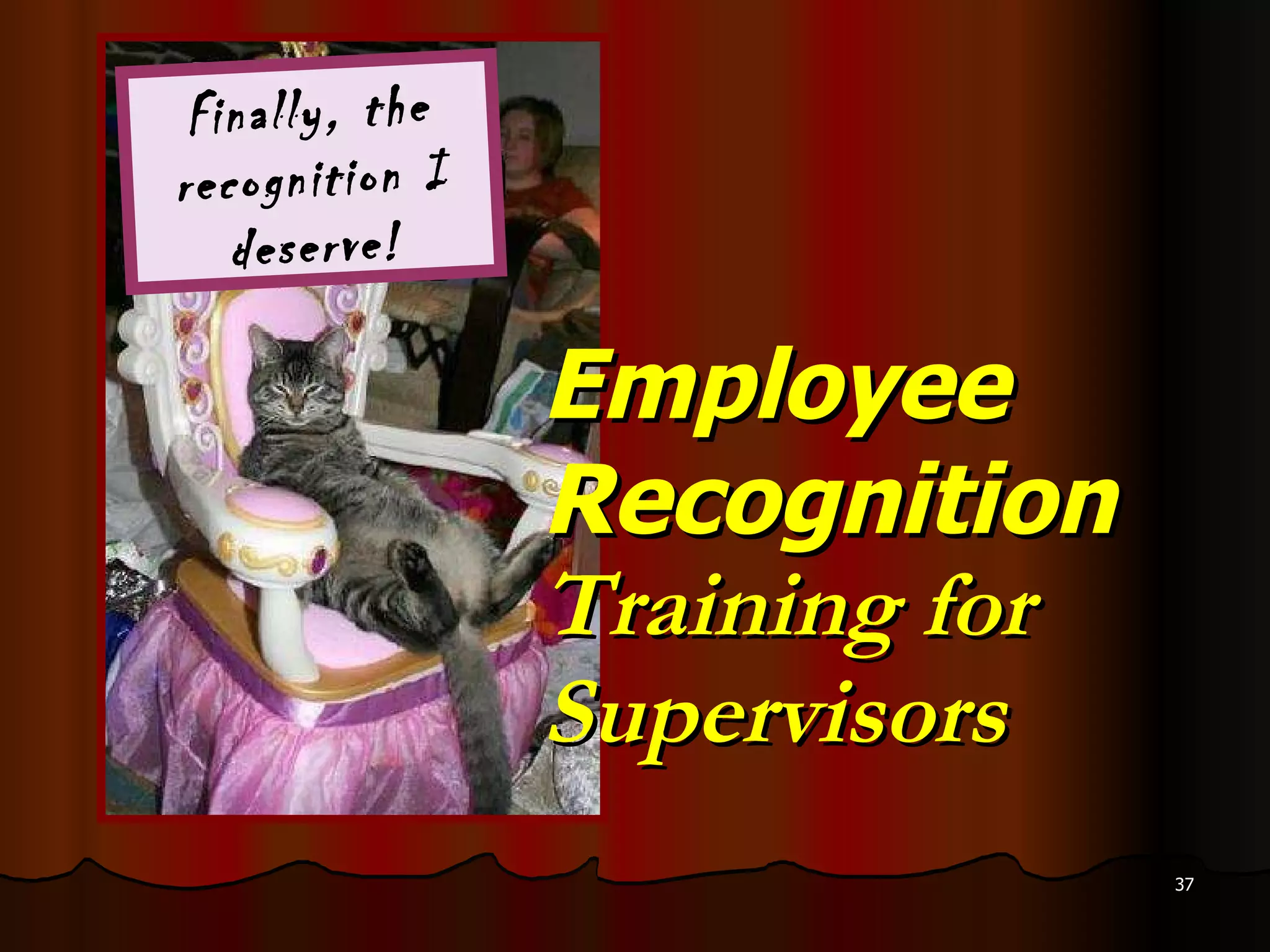 Employee Recognition  Training for Supervisors Finally, the recognition I deserve! 