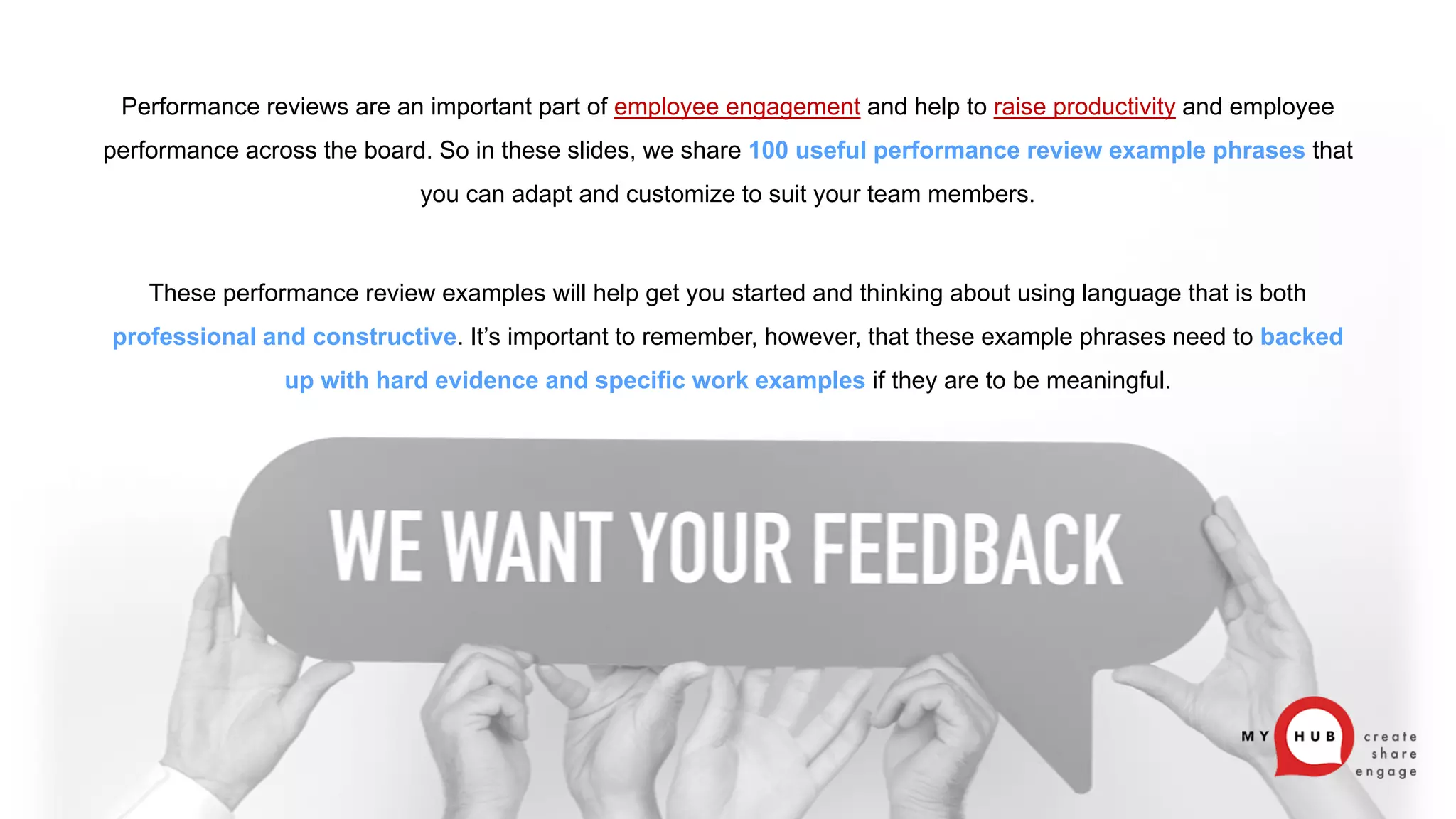 100 Performance Review Example Phrases | PPT