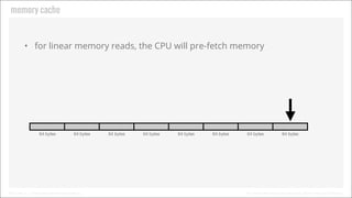 Memory Cache
For linear memory reads, the CPU will pre-fetch memory

64 bytes

64 bytes

BitTorrent, Inc. | Writing High-P...