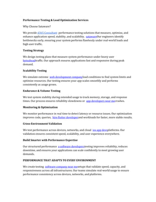 Performance Testing & Load Optimization Services | DOCX