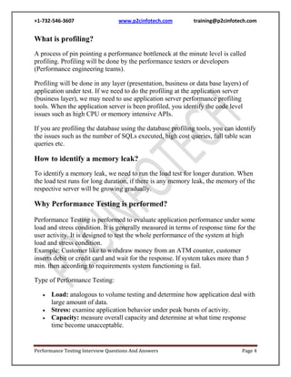 Performance testing interview questions and answers | DOCX