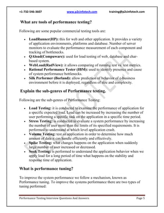 Performance testing interview questions and answers | DOCX