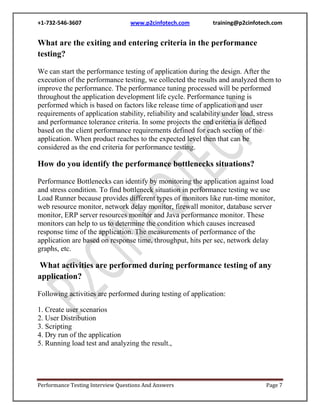 Performance testing interview questions and answers | DOCX