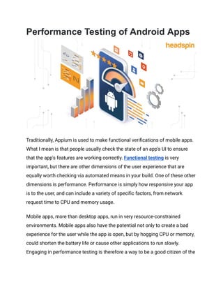 Performance Testing of Android Applications | PDF