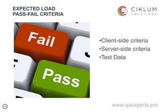 1717
EXPECTED LOAD
PASS-FAIL CRITERIA
www.qaexperts.pro
•Client-side criteria
•Server-side criteria
•Test Data
 