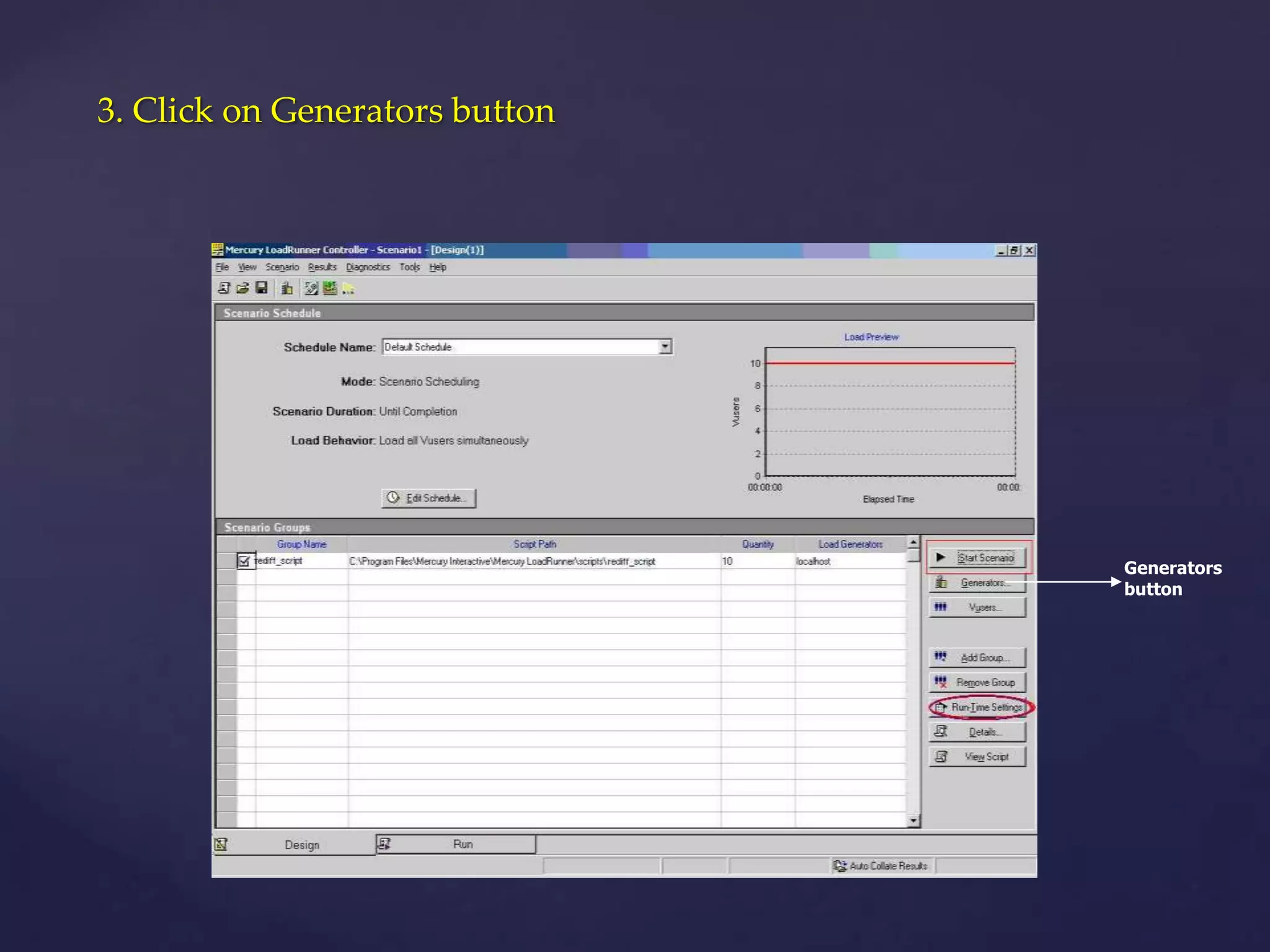 3. Click on Generators button
Generators
button
 