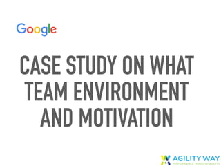 CASE STUDY ON WHAT
TEAM ENVIRONMENT
AND MOTIVATION
 