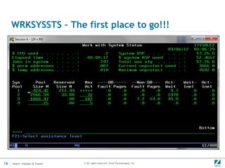 WRKSYSSTS – The first place to go!!!




16   Insert->Header & Footer   © All rights reserved. Zend Technologies, Inc.
 