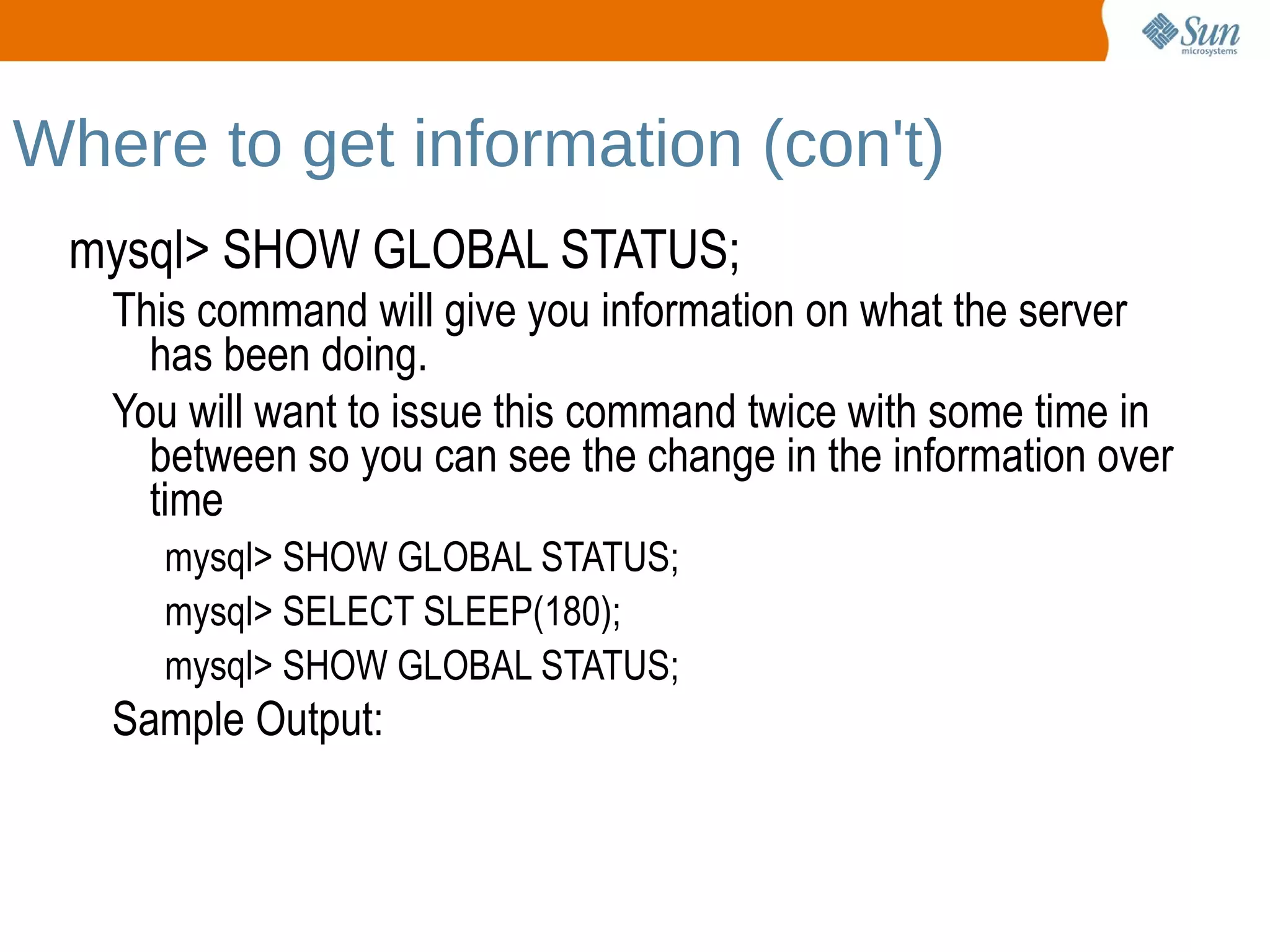 Before Before you start tweaking the server: Your single biggest gain in server performance will be from optimizing your queries EXPLAIN 