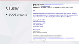 Cause?
• DDOS protection
Join the Conversation #NetUG @EricPhan
 