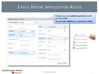 E ASILY D EFINE A PPLICATION R ULES
Create your own custom applications with
our new editor.
Second step: Define your application rules

© SecurActive 2013

7

 