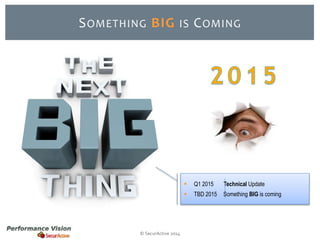 SOMETHING BIG IS COMING 
© SecurActive 2014 
 Q1 2015 Technical Update 
 TBD 2015 Something BIG is coming 
 