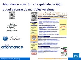 Performance Web - Mai 2019
Abondance.com : Un site qui date de 1998
et qui a connu de multiples versions
 