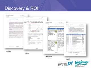 Discovery & ROI




Goals
         Value
                  Benefits
                             SOE
 