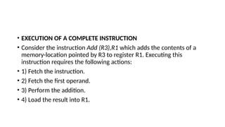 Executing Instructions Methods Performing arithmetic or logical operation,Instruction execution | PPTX