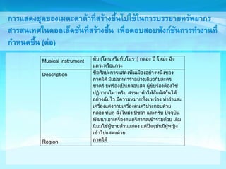 Musical instrument ( ) 
Description 
Region 
 