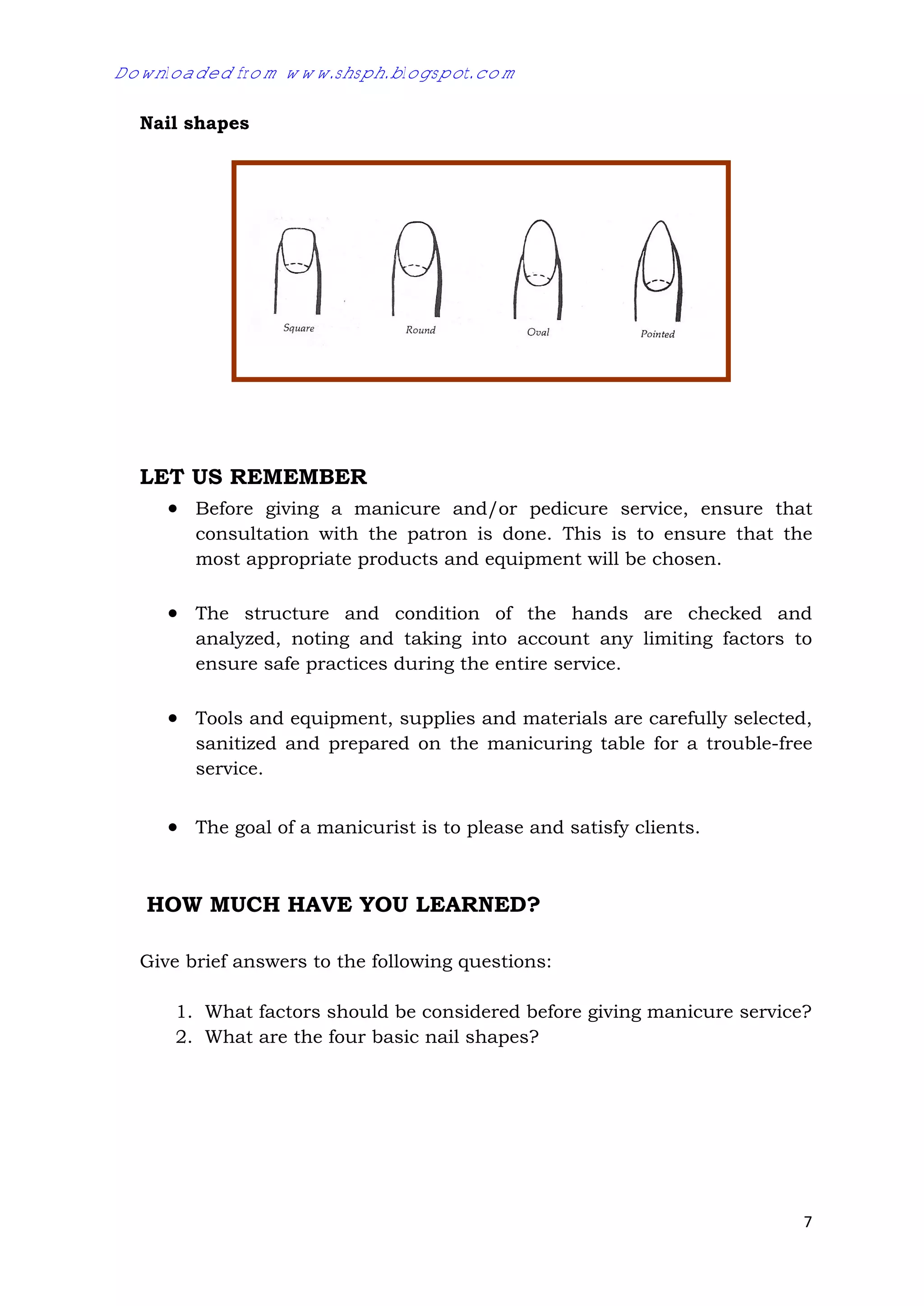 Nail Pattern Inspection Layout Performing Manicure Pedicure Module 2.pdf