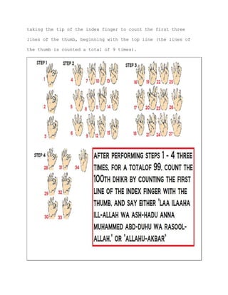 taking the tip of the index finger to count the first three
lines of the thumb, beginning with the top line (the lines of
the thumb is counted a total of 9 times).
 